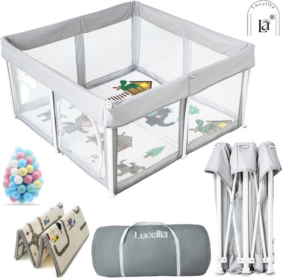 Parc Bébé Lucellia Parc pliable Avec tapis de jeu Grijs