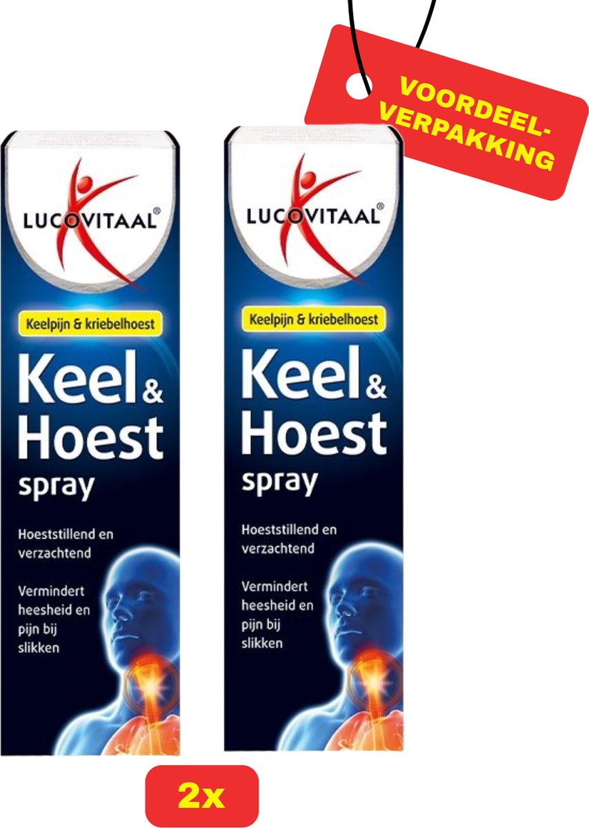 Goedkoopste 2x Lucovitaal Keel Hoestspray 2x 20 ml - voordeelverpakking!