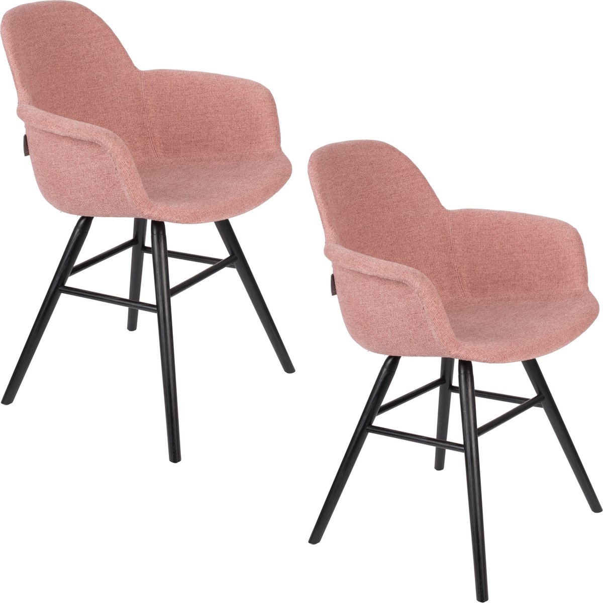 Zuiver Albert Kuip Soft Eetkamerstoelen armleuning Roze - Set van 2