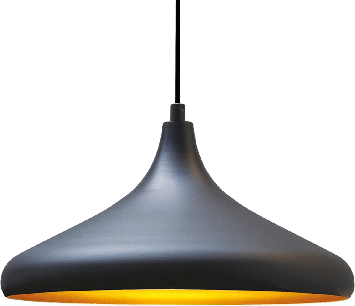 Bamyum Champion Zwart Hanglampen Metalen 1xE27 Fitting Ø 35 cm Pendellamp Voor Binnen Binnenkleur is Goud