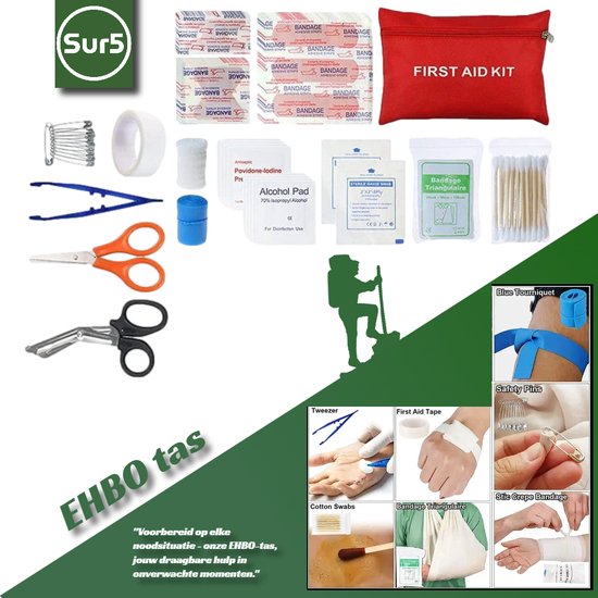 SUR5® Survival Set Premium NL / BE - Kit d'urgence le plus complet et de haute qualité - Kit de Survie pour toutes vos aventures en outdoor avec outil multifonction 16 en 1 de haute qualité, filtre à eau 2.0, boussole,... - Bushcraft - Zwart
