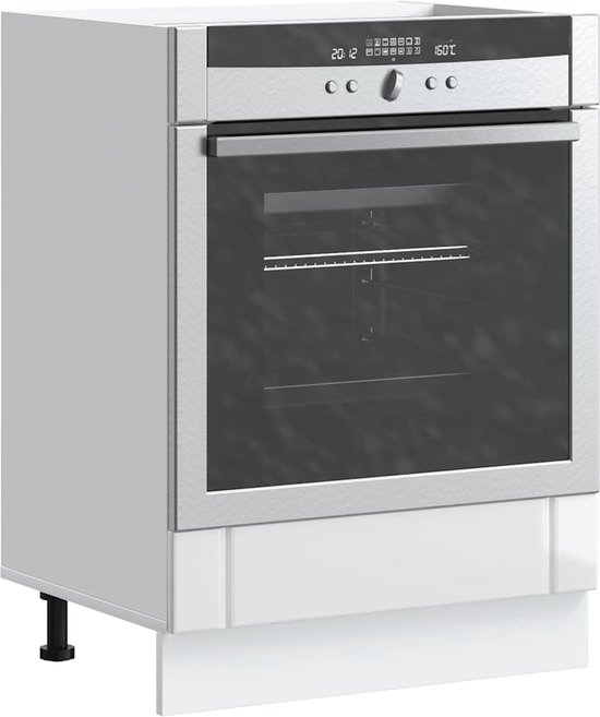 vidaXL - Armoire de four - Lucca - décorée - bois - brillant - blanc