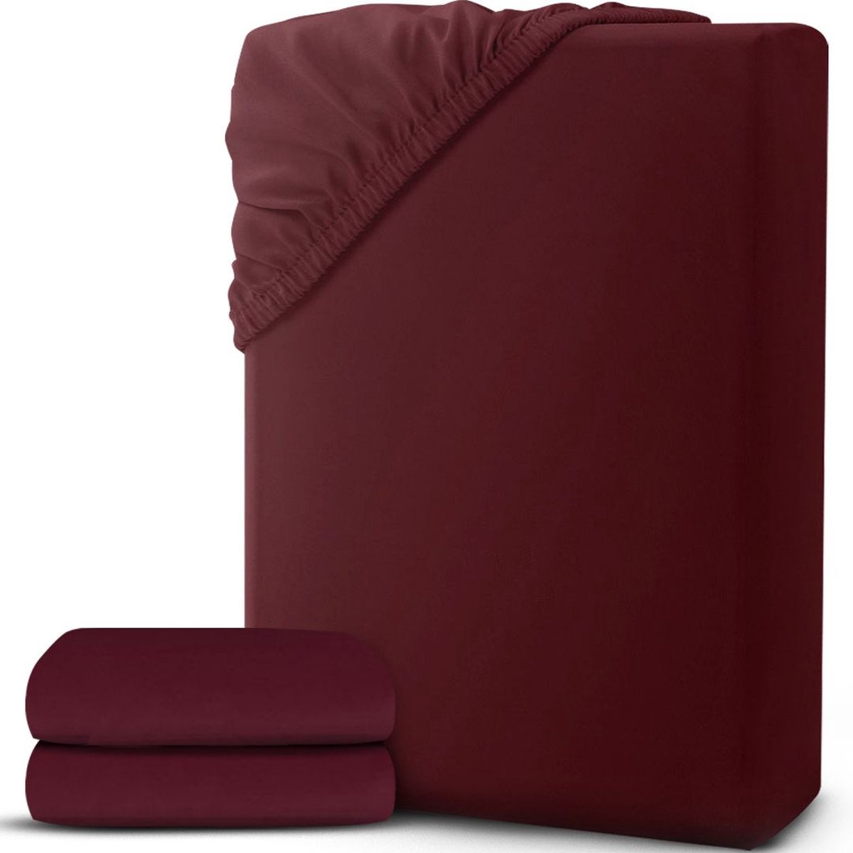 Hoeslaken 160 x 200 cm, bordeauxrood, geborsteld polyester microvezel, hoeslaken, 35 cm diepte zak