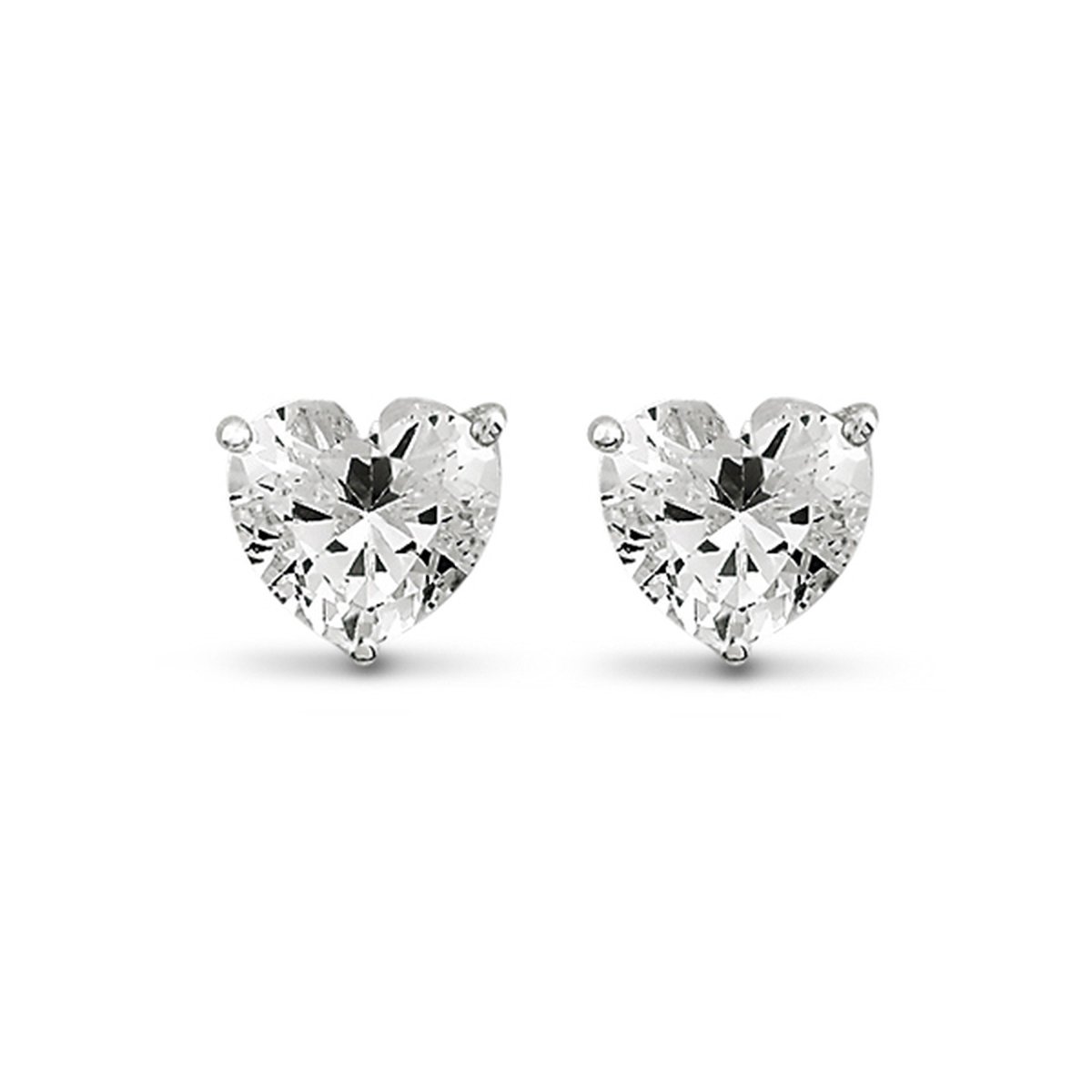 New Bling 9NB-0010 Zilveren oorstekers - zirkonia hart 6 mm - zilverkleurig
