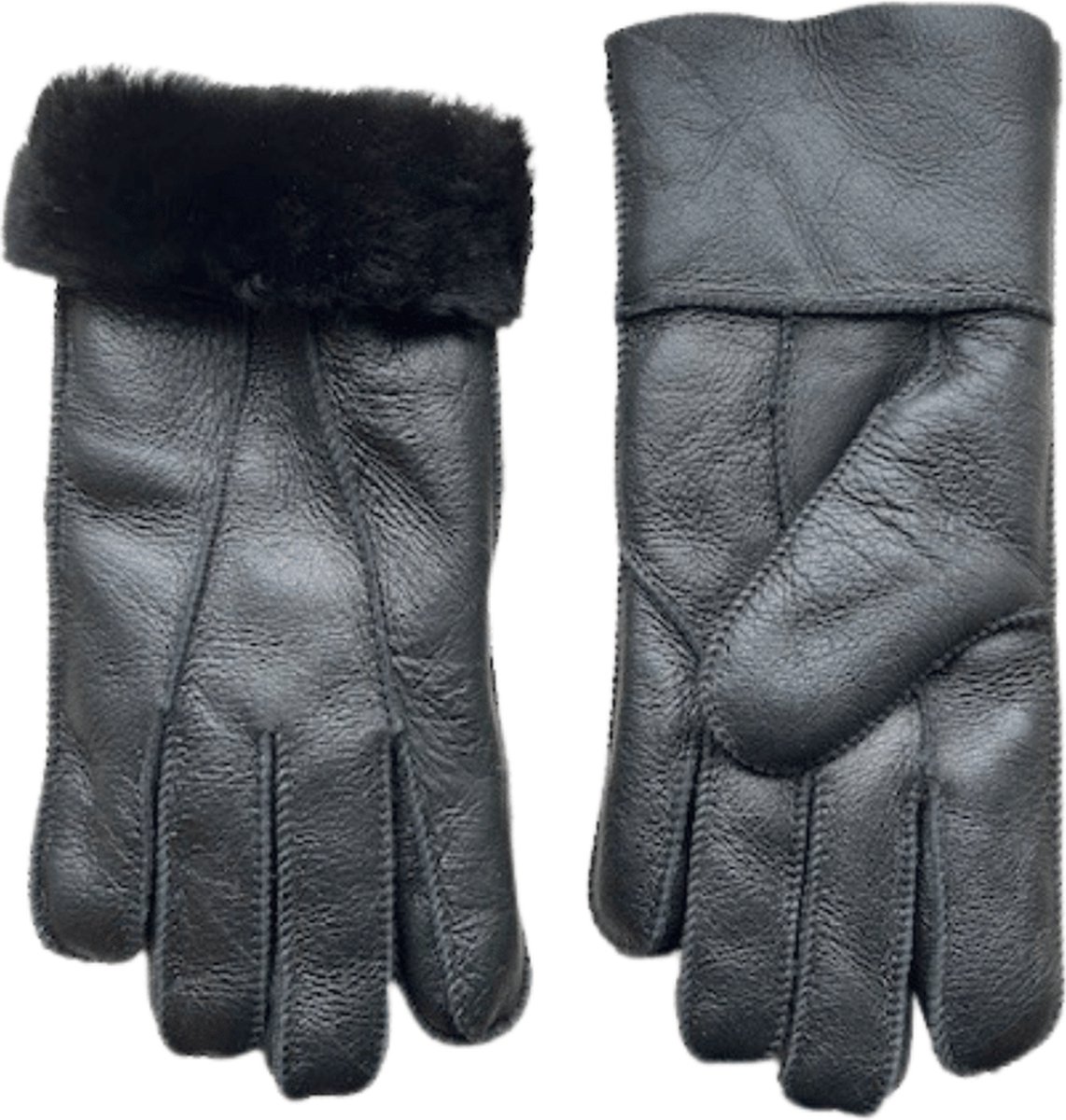 Lammy handschoenen dames - Leren handschoen dames winter - Wol - Winddicht en waterafstotend - Zwart - Maat M
