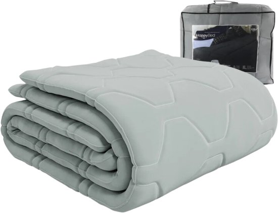 HappyBed Dekbed zonder overtrek 140x200 - Bedrukt dekbed zonder hoes - Hoesloos Dekbed met Print - Wasbaar - Eenpersoonsdekbed - Grijs