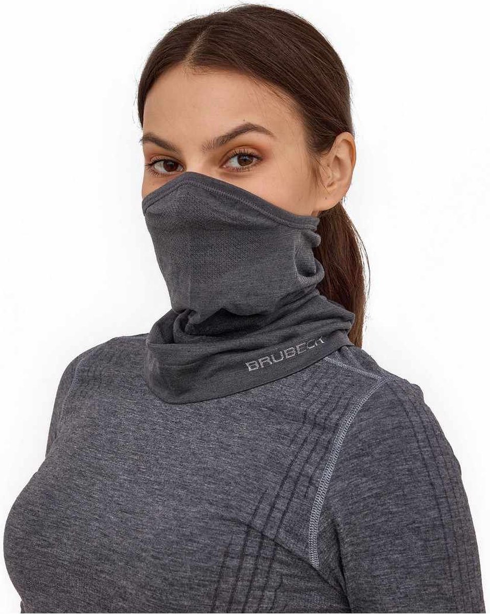 Brubeck Halve Bivakmuts / Half Balaclava – Hoogwaardige Merino Wol Blend – Antraciet S/M – Unisex