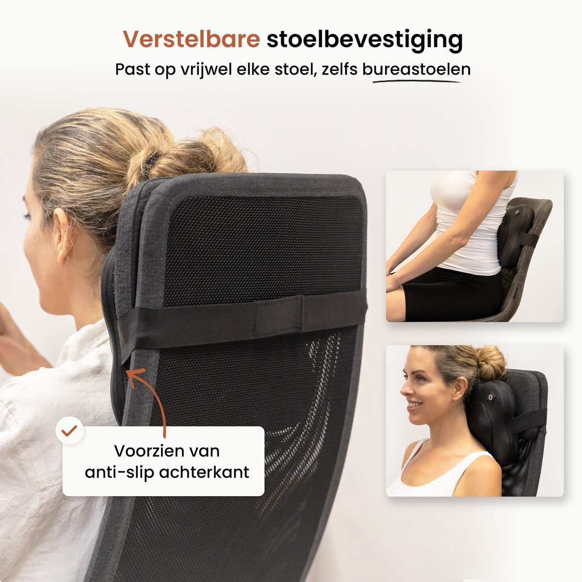 Afbeelding 2 van BrellaVio Draadloos Massagekussen + Massagebal - Massage Apparaat met Infrarood Warmte - Verstelbare Stoelbevestiging - Elektrisch Nekmassage Apparaat voor Nek - Schouder - Rug - Voeten - Shiatsu Massage Apparaten