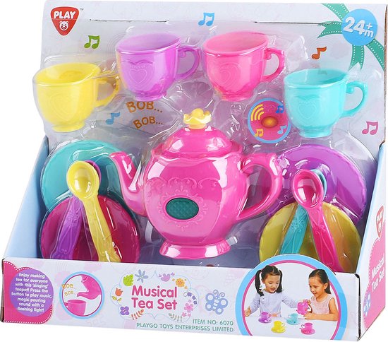 Foto: Play theeservies speelgoedset met muziek 14 delig kinderservies 