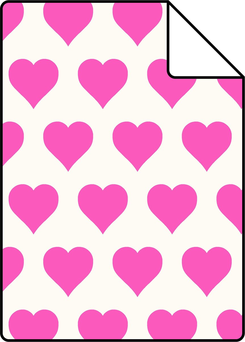 Proefstaal ESTAhome behang harten roze en wit - 26.5 x 21 cm - 136812-S