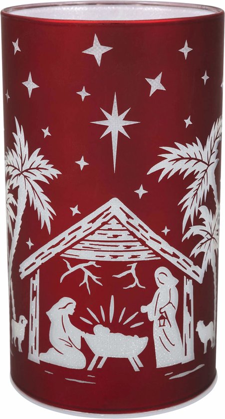 Led licht windlicht kribbe rood 15cm