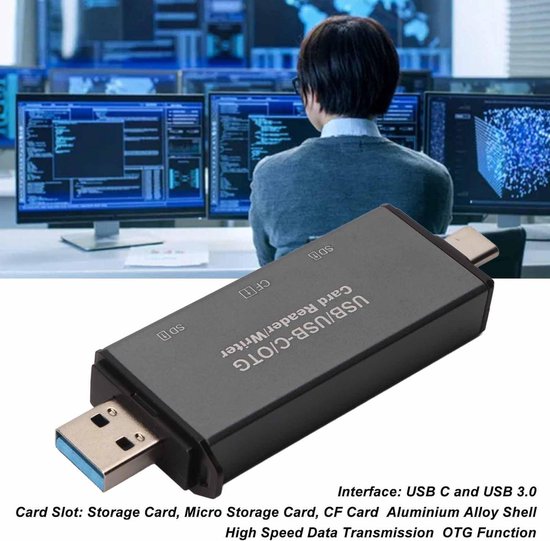 USB-C Micro SD/SDXC/SDHC Kaartlezer - OTG USB-Geheugenadapter Voor Galaxy, Huawei, Tabletten, PC, Laptop, MacBook