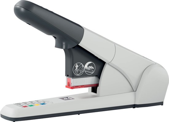 Leitz Heavy Duty Nietmachine, Capaciteit Tot 60 Vel, Ergonomische Metalen Behuizing, Zilver, Inclusief Nietjes, Flat Clinch 55520084