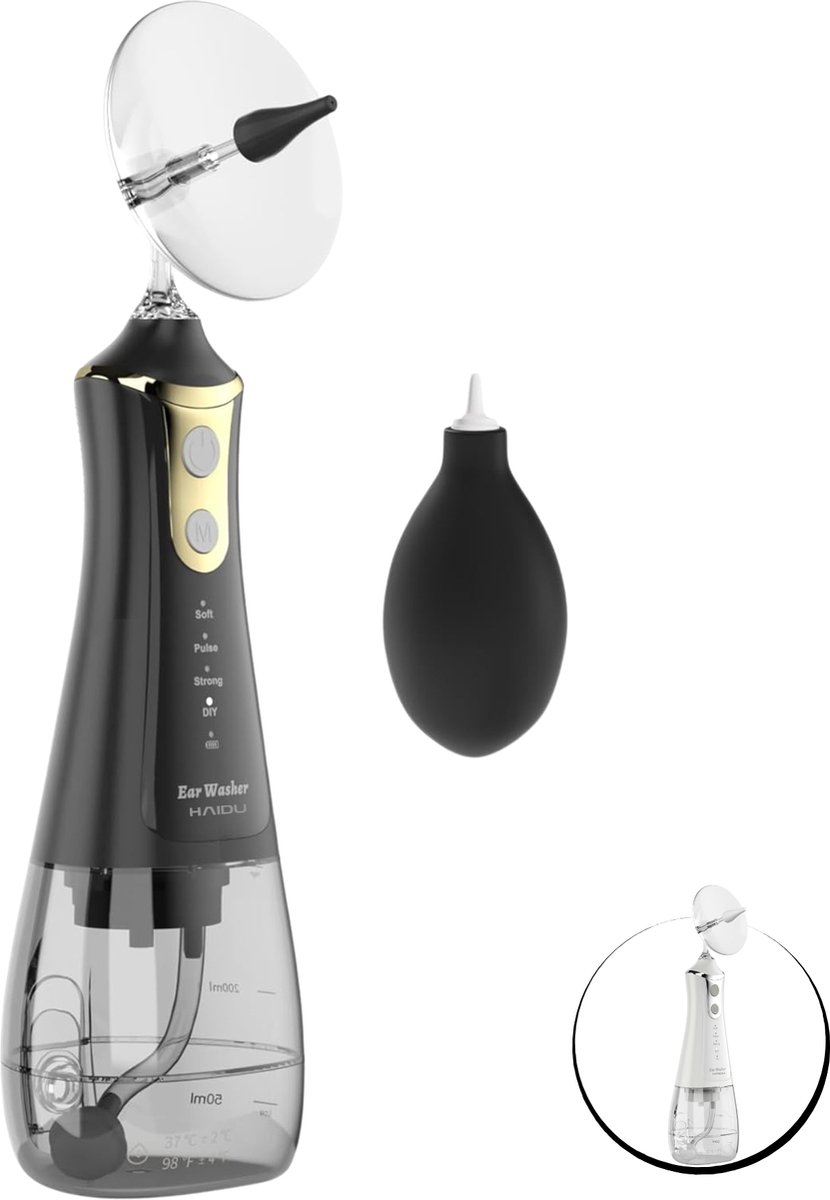 Goedkoopste HAIDU Oorsmeer verwijderaar Relief – Oorreinigingsset – Oorspuit – 300ml waterreservoir – 4 standen – Oplaadbaar – Ear Cleaner – Zwart