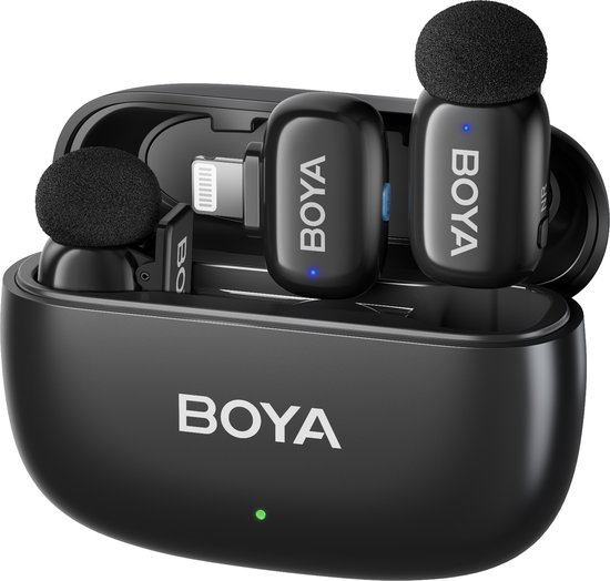 Boya MINI 15 | Microphone sans fil Ultra- Mini 2,4 GHz (noir, Lightning) | 2TX + 1RX