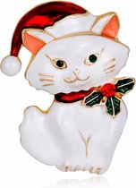 Vintage Kat Broche met Glanzende Kristallen – Stijlvolle Dieren Pin en Uniek Sieraad Cadeau