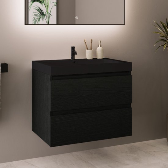 LOMAZOO Badmeubel Zwart Eiken 60 cm