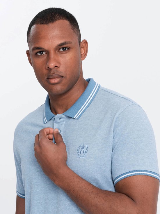 Italian Style - Poloshirt Heren - Korte Mouw - Blue Melange - Italianstyle