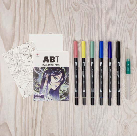 Tombow ABT Dual Brush Pen set 6 pcs Manga Lune