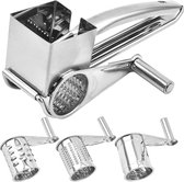 3-delige set - kaasrasp - Keukenrasp - Rasp - Handbediende roterende kaasrasp - zilver - rvs - 20*7.7cm