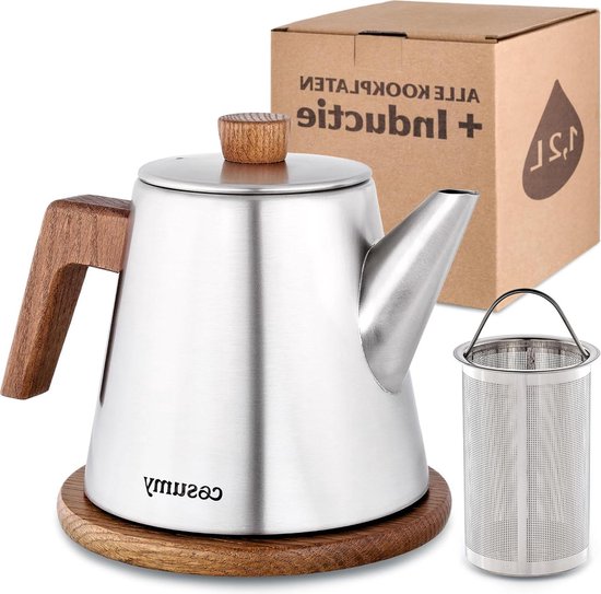 Kela 11355 11356 Teapot with filter, stainless steel, 0.9 l, Ancona, Grey