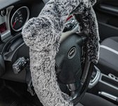 LOLANIUT 3 stuks winterstuurhoes van warm pluche, universeel, geschikt voor 35 - 39 cm, autostuurhoes met handremmen, schakelhendelafdekking, antislip, wasbaar, roze autodecoratie voor dames