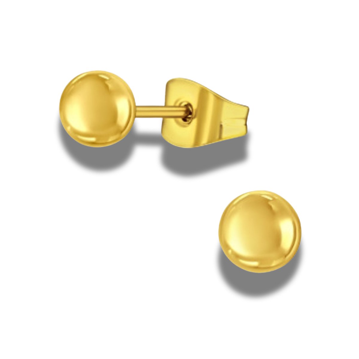 Oorstekers - oorbellen - bolletje goudkleurig – edel staal - 4 mm