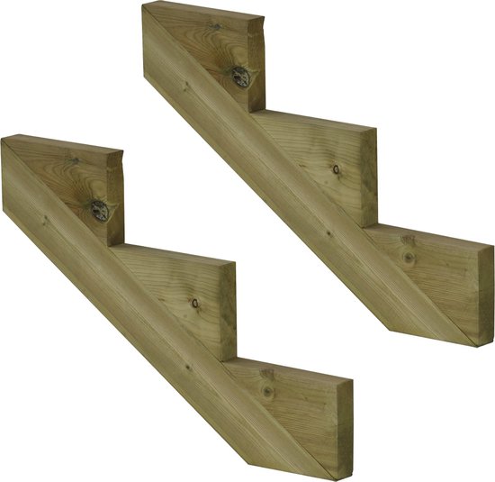 Set van 3 Geïmpregneerde Houten Trapbalken voor