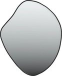 Wandspiegel met organische, onregelmatige vorm en zwart frame.