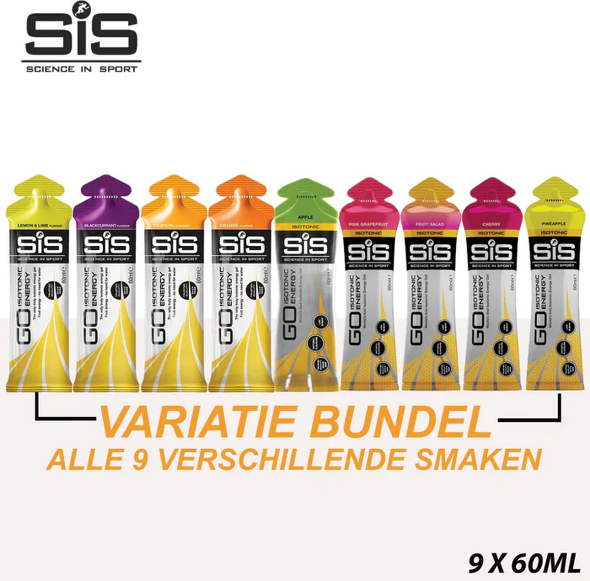 Science in Sport - SiS Go Isotonic Energiegel 9-pack Mixed - Sportgel / Energy gel - 9x60 ml - variatie bundel