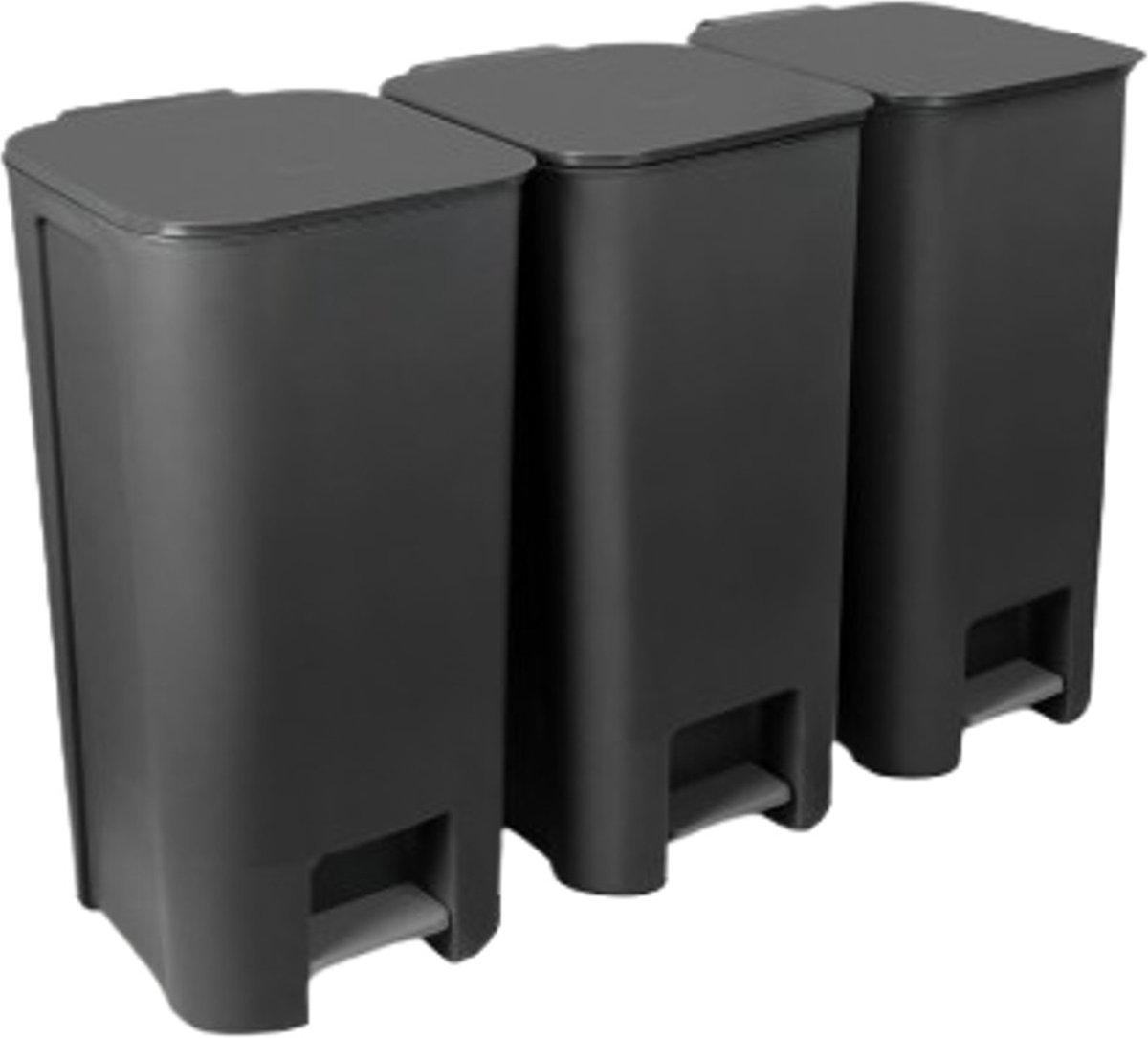 Goedkoopste Practic - Set van 3 afvalbakken - 3x40l - pedaalemmer - Grafiet