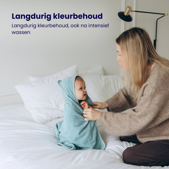 Funnies Badcape Grey Blue 100x100 cm - 100% Katoenen Badstof - Zachte en Absorberende Baby Badcape - Handdoek met Capuchon - Grote Omslagdoek - Dikke Badstof - Voor na het Badderen - Makkelijk Wasbaar en Geschikt voor Gevoelige Huid van Funnies. — afbeelding 3