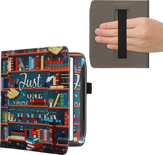 kwmobile flip cover geschikt voor Pocketbook Era / Era Color - Hoes met handgreep en voorvak voor e-reader - Book case in meerkleurig - bibliotheek design van Merkloos — afbeelding 5
