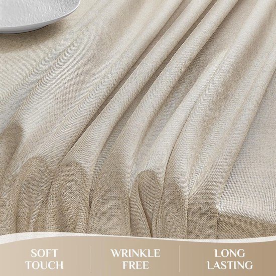Rond tafelzeil met reliëf PVC afwasbaar tafelkleed 140 cm beige grijs