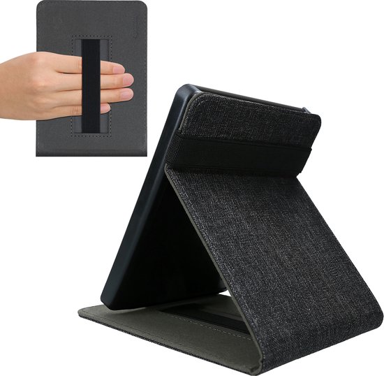 kwmobile Hoesje geschikt voor Kobo Glo HD / Touch 2.0 - Met polsriem en standaard - e-Reader beschermhoes in donkergrijs van Merkloos — afbeelding 2