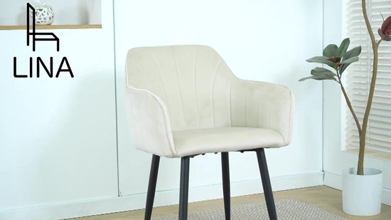 Lina® Rio Eetkamerstoelen - Creme - Set van 6 - Velvet