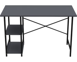 ROI - Computertafel - Bureau - Twee planken - Industrieel - Vintage - Antraciet/zwart - 120x60x75