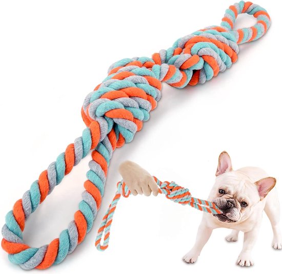 Go Rilla Hondenspeelgoed, touw, hondenspeelgoed, speelgoedset, interactief kauwspeelgoed, voordelig voor de tandreiniging van de hond, voor puppy, middelgrote/grote honden (XL, natuur