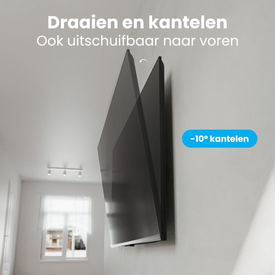 Auronic TV Beugel - 32 t/m 70 inch - TV Muurbeugel - TV Kantelbaar - Tot 60 KG - VESA 600mm x 400mm - Voor o.a. 43", 55" & 65" - Zwart
