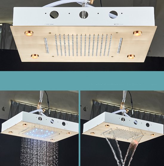 SaniSupreme® La Paz Douche de plafond encastrée Douche à effet de pluie avec éclairage LED et fonction cascade