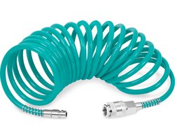 VONROC Spiraalslang 5m - Luchtslang voor compressor - Universele koppelingen - DIN/EURO Ma-le – DIN/EURO/ORION Female - 10 bar