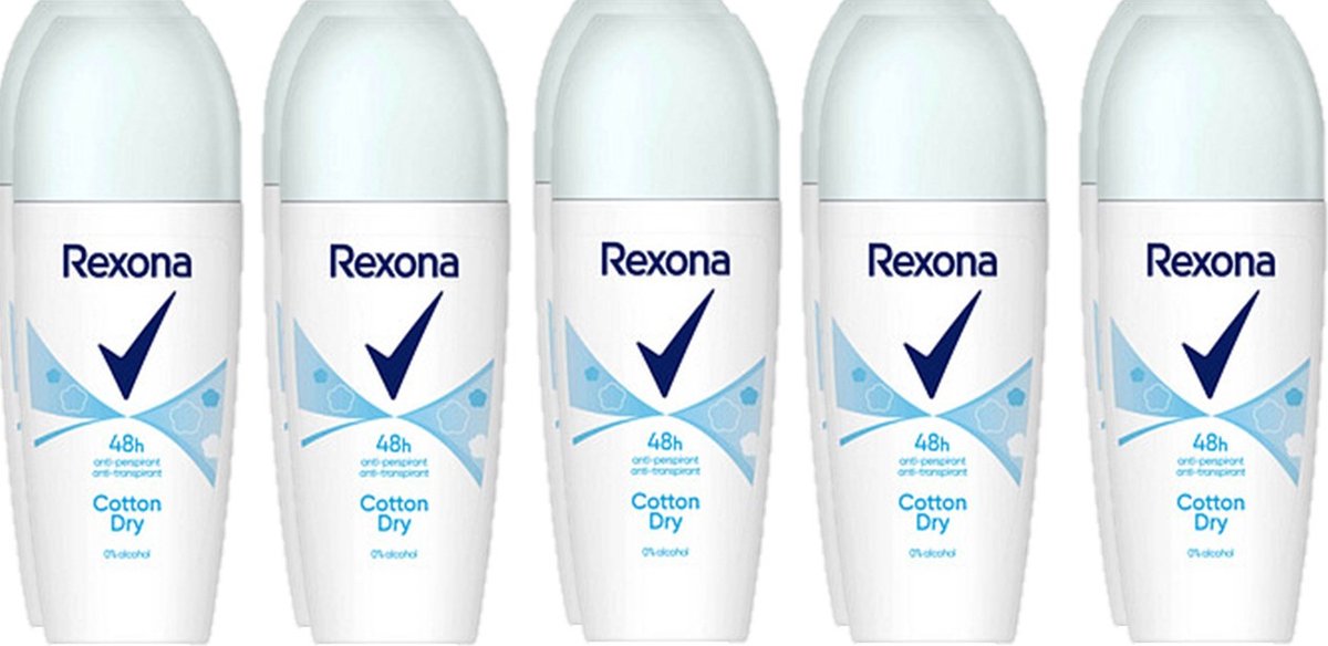 Goedkoopste Rexona Deo Roller Cotton Dry - 10 x 50 ml