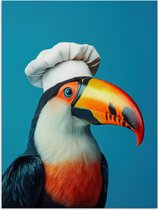 Poster 60x80 cm - Toekan - Papegaai - Vogel - Koksmuts - Posters - Wanddecoratie keuken - Muurdecoratie woonkamer - Decoratieve accessoires - Kamer muur decoratie
