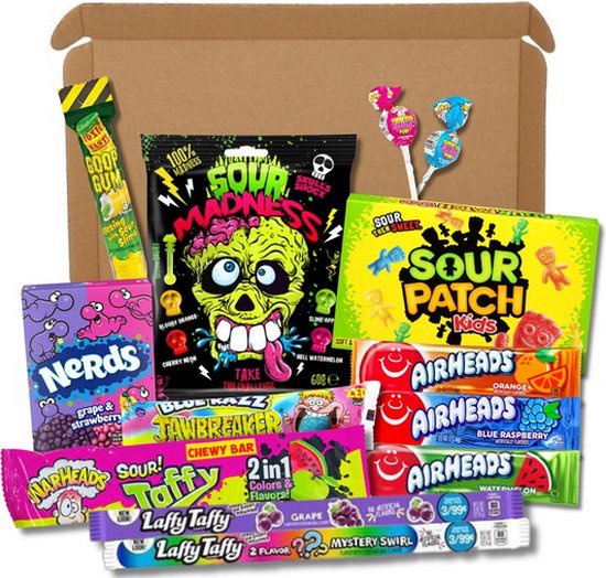 Amerikaanse snoep box - 16 delig- Zoet Zuur - Air heads - Warheads ...