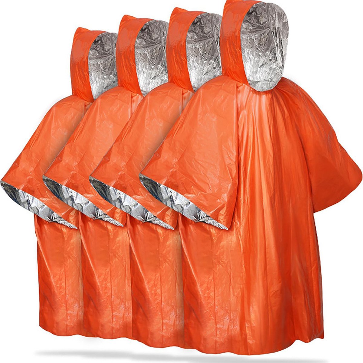 Goedkoopste 4 stuks - Waterdichte overlevingsdeken - Nooddeken - 125cm 100cm - Omkeerbaar - met Capuchon - Waterdicht - Winddicht - Draagbaar - Thermische nooddeken - Reddingsdeken - Isolatiedeken - Folie Deken Geïsoleerde Survival Dekens