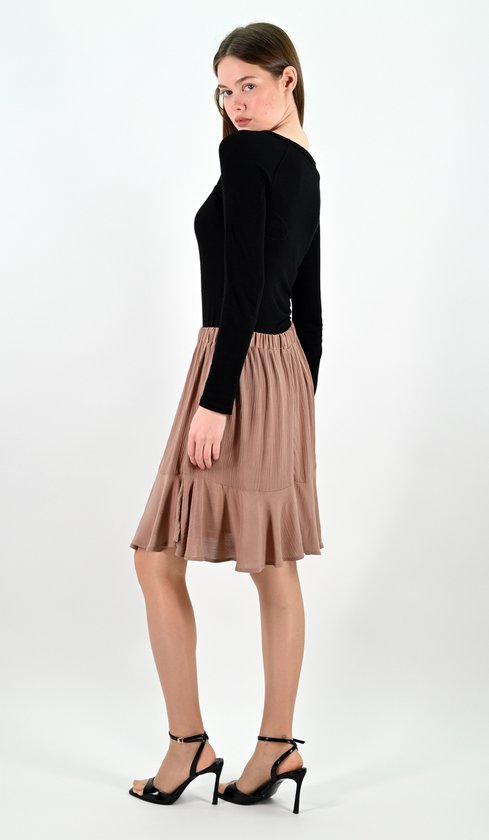 YesMooi - Bruine Mini Rok met Volants - S (36)