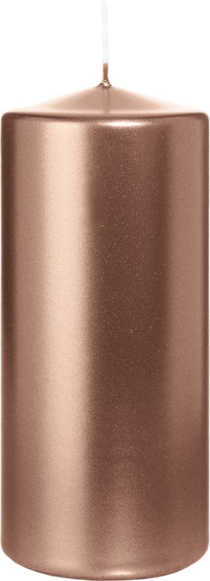 Bougie cylindrique/pilier Wiedemann - or rose métallisé - 15 x 7 cm - 63 heures de combustion - Bougies piliers