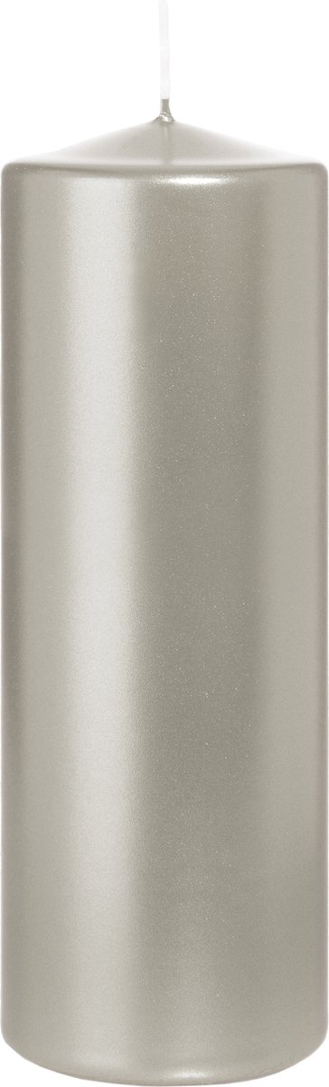 Wiedemann Cilinderkaars/stompkaars - metallic zilver - 20 x 7 cm - 103 branduren - zuilkaarsen