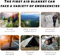 Outdoor nooddekens in diverse noodsituaties: veld survival, SOS signaal reflectie, natuurrampen, sport, simpele tent, tijdelijke regenjas.