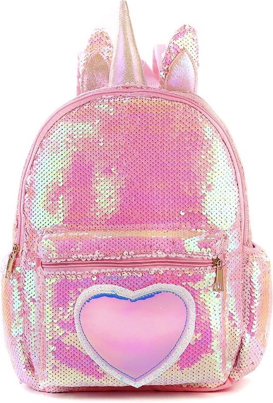 Cartable - Sac À Dos Fille - Sac À Dos Garçons - Sac À Dos Unicorn - Sac À Dos Licorne - 34 x 24 x 12 cm - Paillettes - Paillette - Rose - Paillettes - Sac À Glitter